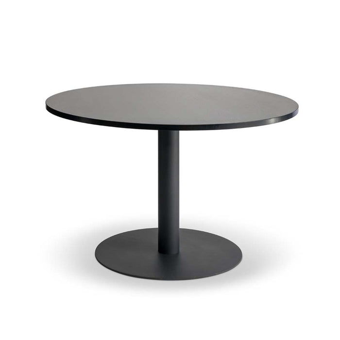 Lunar 1000mm Meeting Table - Black Base / Black Woodgrain Top