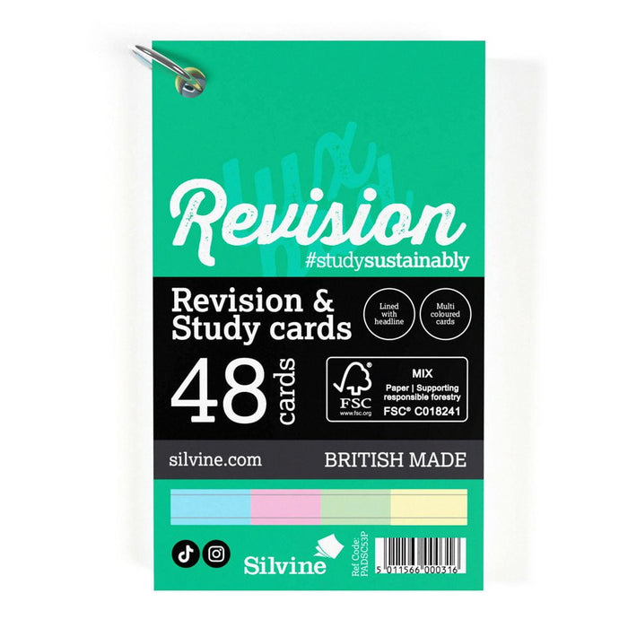 Luxpad Revision Study Cards 5x3 Portrait Ruled Assorted Colours with Binding Ring CXLXPADSC53P