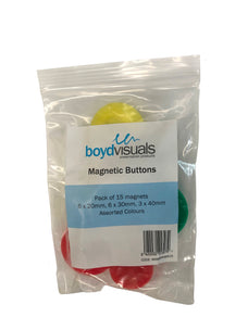 Magnetic Mixed Size Buttons, Pack of 15 BVWAMBPKMIX15