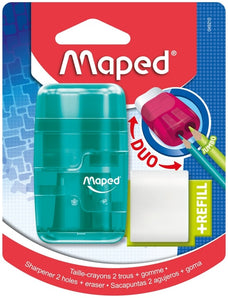 Maped Connect Translucent Sharper & Eraser, Assorted Colours AO8049210