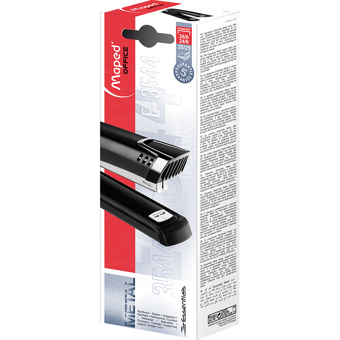 Maped Essentials Stapler, 25 Sheet, Black, Full Strip AO8354411