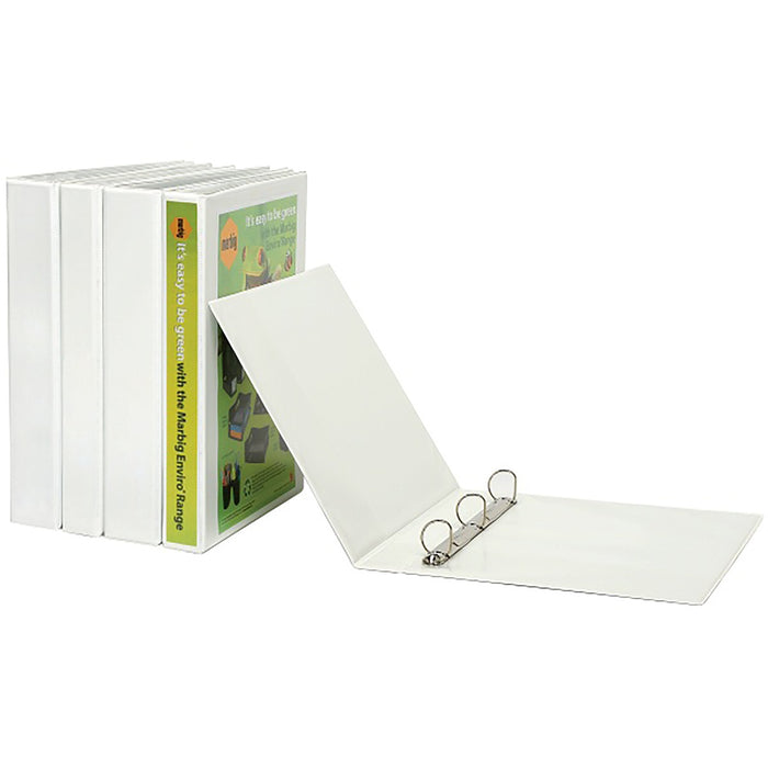 Marbig 4/65 Overlay Ring Binder, A4, 65mm, 4D Rings, White AO5446508