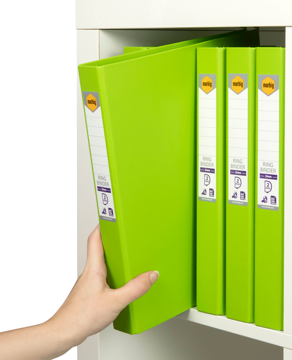 Marbig A4 2/25 Polyethylene (PE) Linen Finish Ring Binder Lime AO5022132