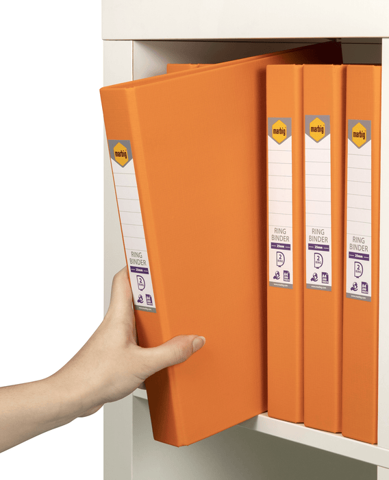 Marbig A4 2/25 Polyethylene (PE) Linen Finish Ring Binder Orange AO5022106
