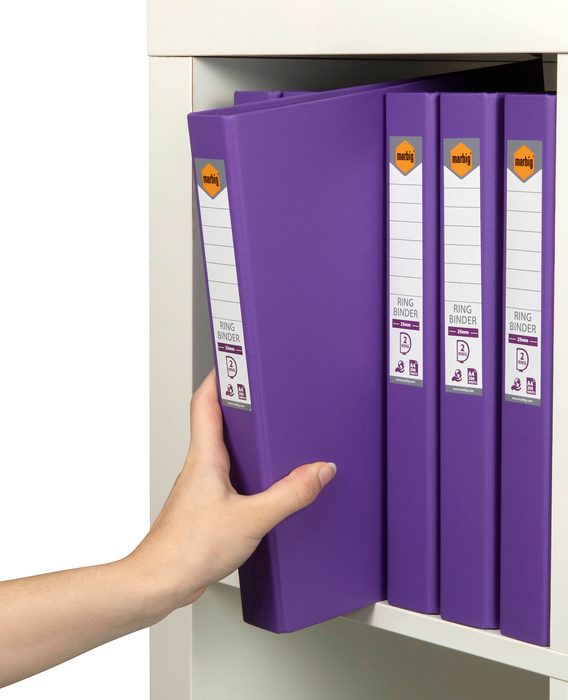 Marbig A4 2/25 Polyethylene (PE) Linen Finish Ring Binder Purple AO5022119