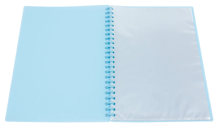 Marbig A4 20 Pocket Insertable Cover Refillable Display Book, Pastel Blue Cover AO2008601