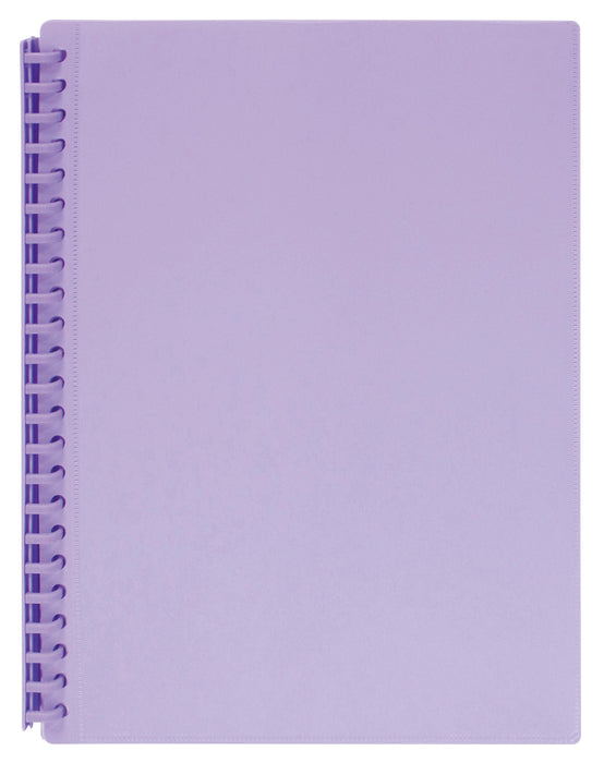 Marbig A4 20 Pocket Insertable Cover Refillable Display Book, Pastel Purple Cover AO2008619