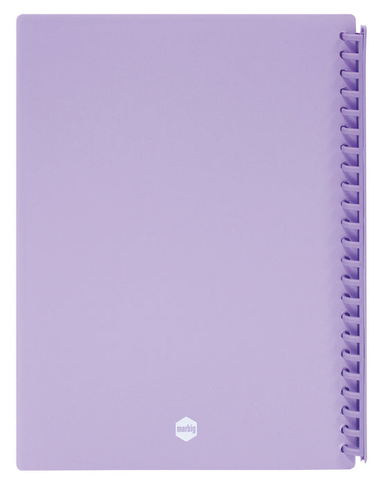 Marbig A4 20 Pocket Insertable Cover Refillable Display Book, Pastel Purple Cover AO2008619