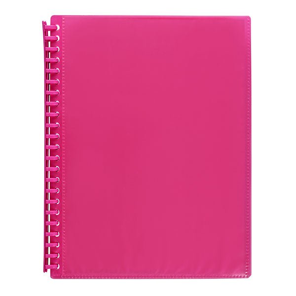Marbig A4 20 Pocket Insertable Cover Refillable Display Book, Pink Cover AO2008509