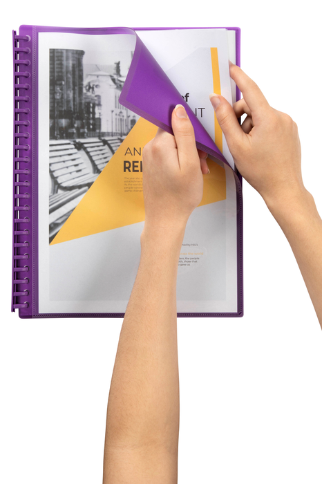 Marbig A4 20 Pocket Insertable Cover Refillable Display Book, Purple Cover AO2008519