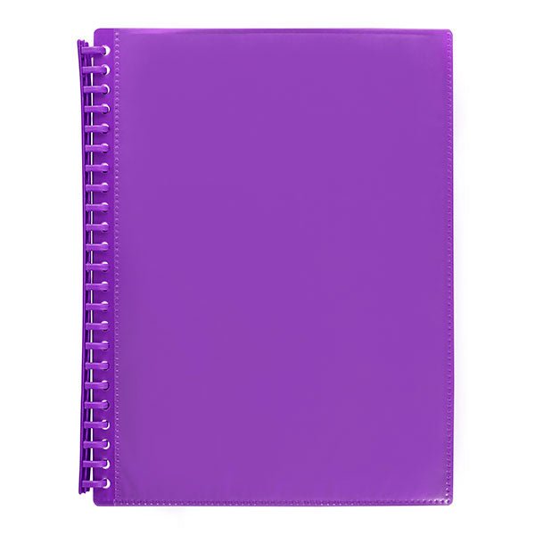 Marbig A4 20 Pocket Insertable Cover Refillable Display Book, Purple Cover AO2008519