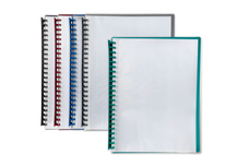 Marbig A4 20 Pocket Refillable Display Book, Clear Front, Assorted Colour Backing x 12's pack AO2007299
