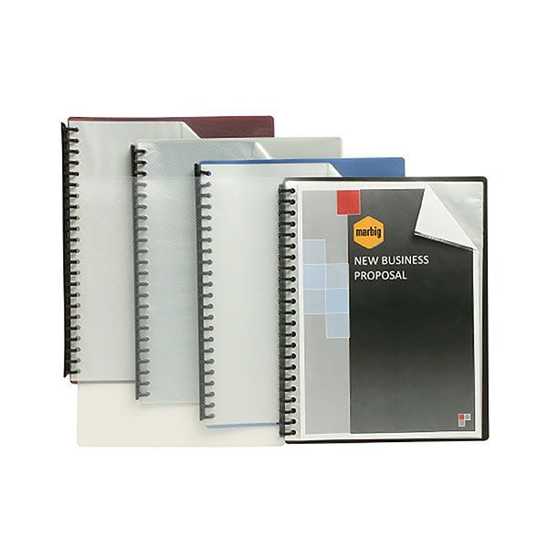 Marbig A4 20 Pocket Refillable Display Book, Clear Front, Black Backing AO2007202