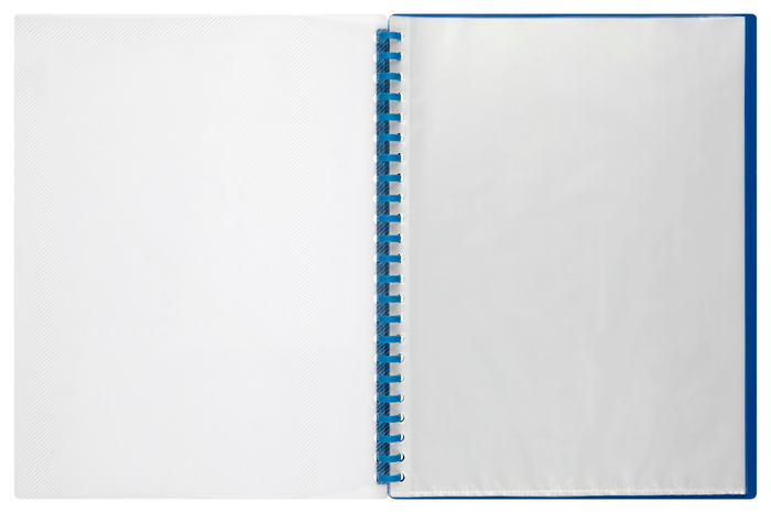 Marbig A4 20 Pocket Refillable Display Book, Clear Front, Blue Backing AO2007201