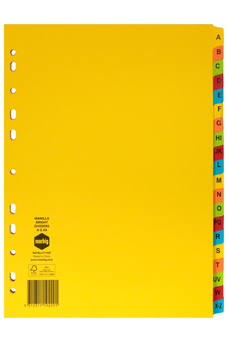 Marbig A4 Bright Cardboard Indices/Divider, A-Z AO37150F
