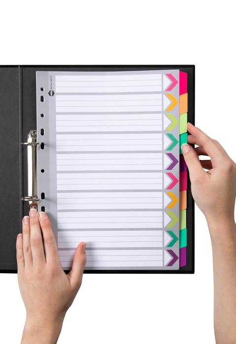 Marbig A4 Cardboard Indices/Divider, 10 Tabs, Fluoro AO36017F