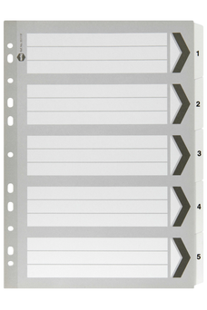 Marbig A4 Cardboard Indices/Divider, 5 Tabs, Black/White AO35111F