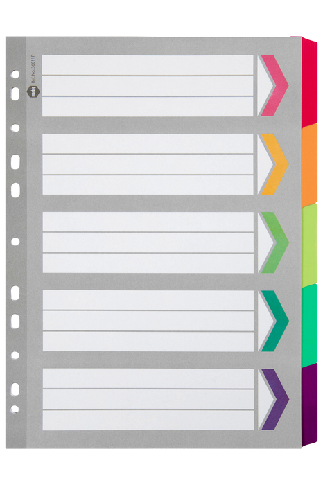 Marbig A4 Cardboard Indices/Divider, 5 Tabs, Fluoro AO36011F