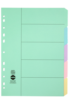 Marbig A4 Cardboard Indices/Divider, 5 Tabs, Pastel Colours AO37000F