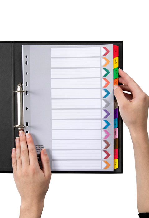 Marbig A4 Coloured Dividers Multicolour, July to June AO35039F