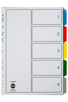 Marbig A4 Coloured Polypropylene Indices/Divider, 5 Tabs AO35010
