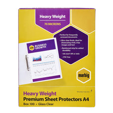 Marbig A4 Copysafe 70 Micron Heavy Weight Clear Pockets 100's pack AO25100