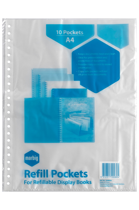 Marbig A4 Display Book Refills 10's pack AO2008000