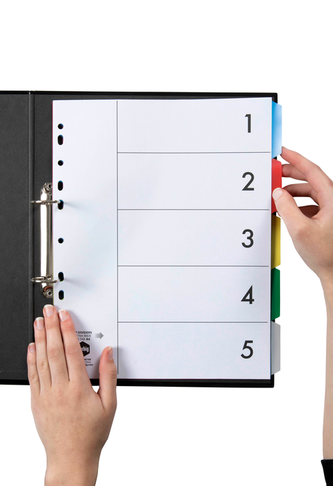 Marbig A4 Extra Wide Clear Polypropylene Indices/Divider, 5 Tabs AO36100