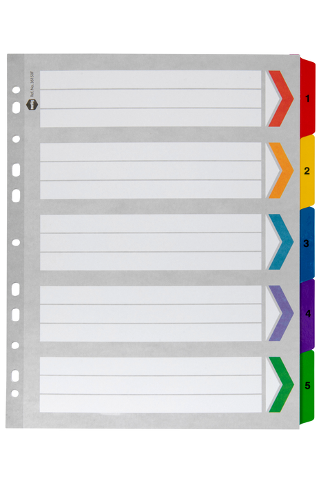Marbig A4 Extra Wide Manilla Indices/Divider, 1-5 Tabs AO36150F