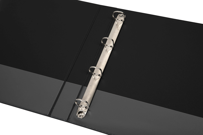 Marbig A4 Insert Cover Ring Binder, 25mm 4 D Rings, Black AO5404002B