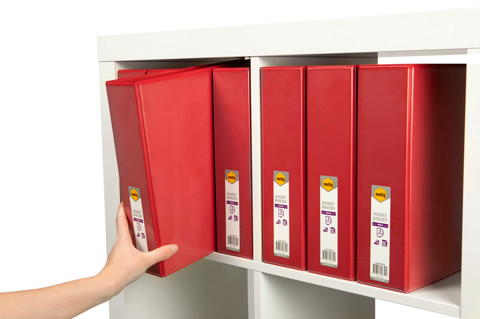 Marbig A4 Insert Cover Ring Binder, 50mm 3 D Rings, Red AO5423003B