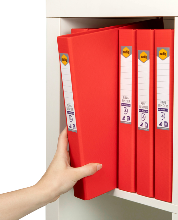 Marbig A4 PE Linen 25mm 3D Ring Binder, Red AO5023103