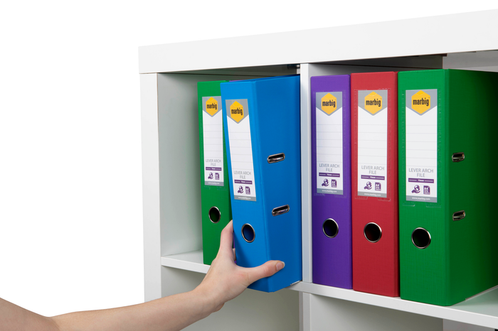 Marbig A4 Polyethylene (PE) Lever Arch File With Linen Finish Cover, Assorted Colours, Pack of 10 AO6601099
