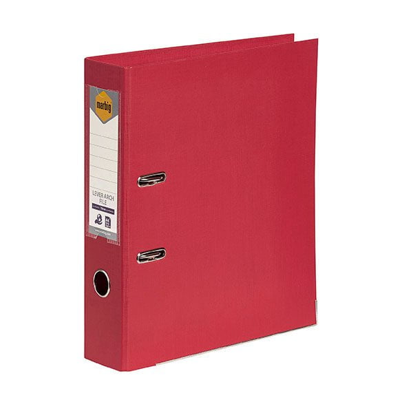 Marbig A4 Polyethylene (PE) Lever Arch File With Linen Finish Cover Deep Red AO6601016