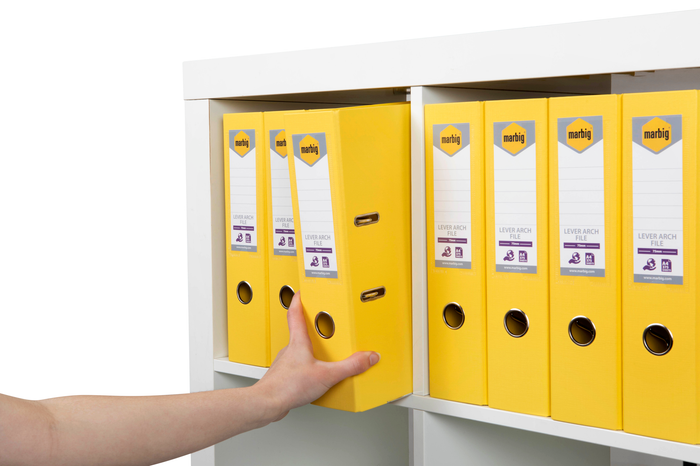 Marbig A4 Polyethylene (PE) Lever Arch File With Linen Finish Cover Lemon AO6601005