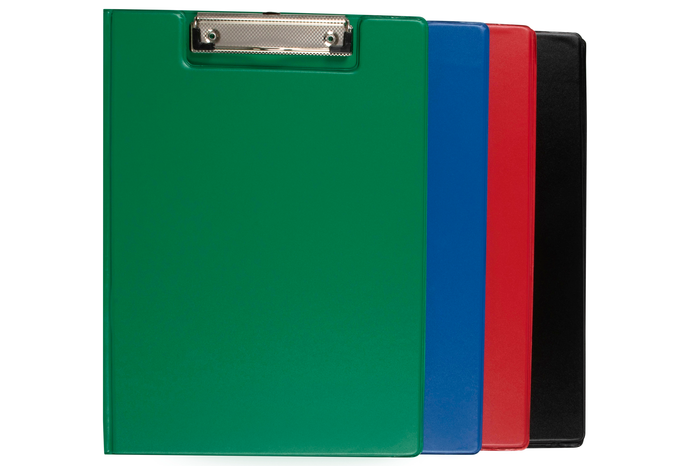 Marbig A4 Polypropylene Clipboard with Flap, Assorted Colours, Pack of 12 AO4300099