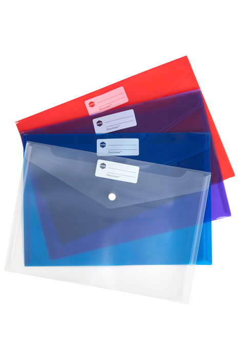 Marbig A4 Polypropylene Doculope Wallet, Assorted Colours x 10's pack AO2015099