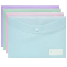 Marbig A4 Polypropylene Doculope Wallet, Assorted Pastel Colours x 12's pack AO2015098