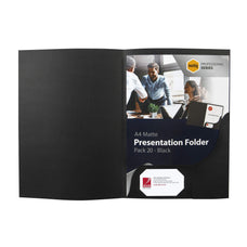 Marbig A4 Presentation Folders, Matt Black, Pack of 20  AO1106302