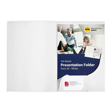 Marbig A4 Presentation Folders, Matt White, Pack of 20 AO1106308