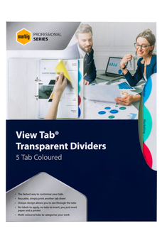 Marbig A4 Professional Clear Polypropylene Indices/Divider, 5 Coloured Tabs AO37835