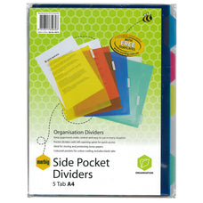Marbig A4 Side Pocket Indices/Divider, 5 Tabs AO35070