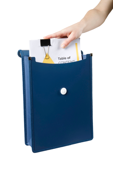 Marbig A4 Top Load Filing Pocket with Cord Closure Navy AO9017127