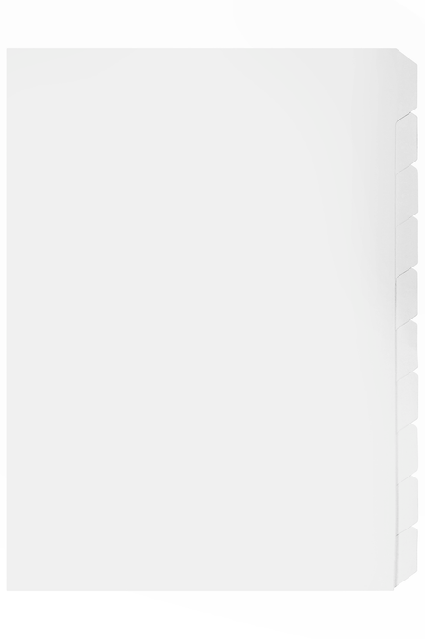 Marbig A4 Unpunched White Cardboard Indices/Divider, 10 Tabs AO37405F