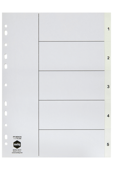 Marbig A4 White Polypropylene Indices/Divider, 1-5 AO35101
