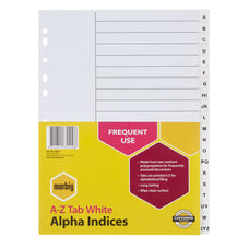 Marbig A4 White Polypropylene Indices/Divider, A-Z AO35051