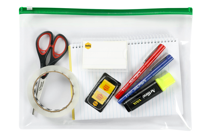 Marbig A4 Zip Clear, 335mm x 245mm, Assorted Colours Zip x 12's pack AO9008099