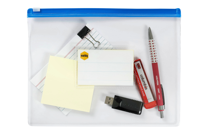 Marbig A5 Zip Clear Case pack of 24 in Assorted Colours (235mm x 185mm) AO90082