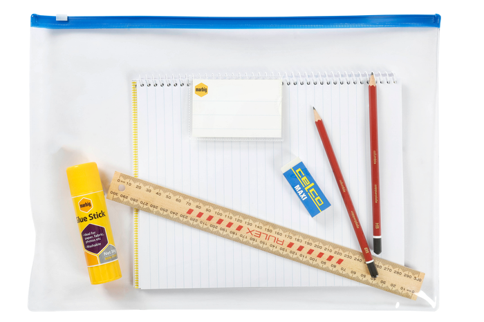 Marbig B4 Zip Clear Case pack of 12 in Assorted Colours (395mm x 290mm) AO9009099