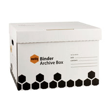 Marbig Binder Archive Box, Hinged Lid, Black White, 480L x 345W x 330H mm AO800500R